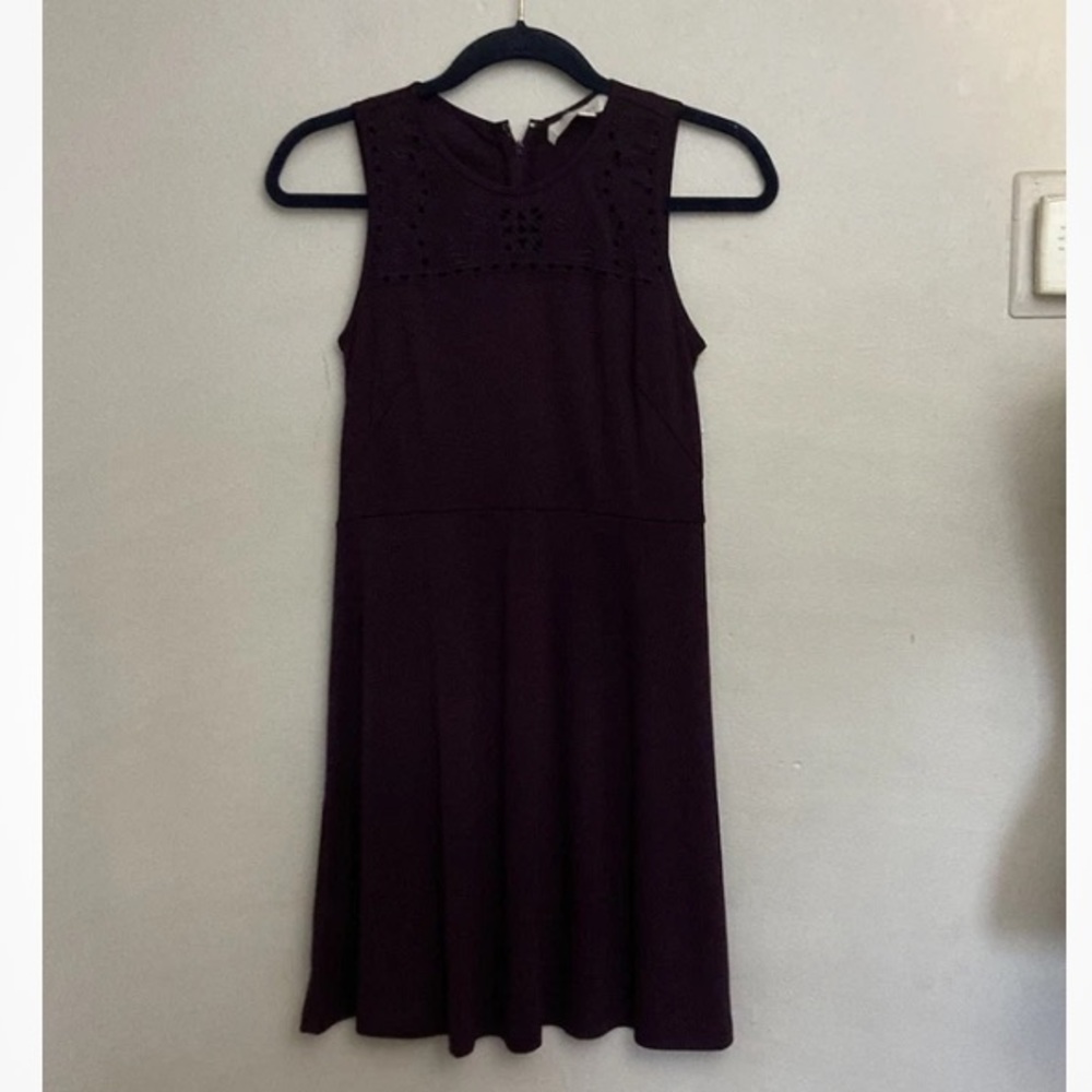 5-9 Ann Taylor LOFT purple dress eyelet sleeveless  0p 0 Petite NWT